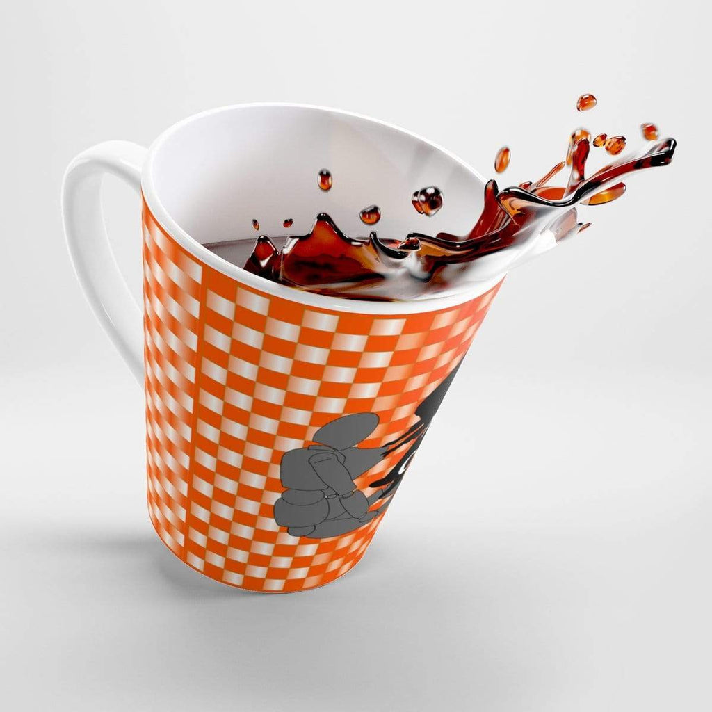 Plumskum Mug 12oz Coffee-Aesthetic.com - Big Orange/White Grid Latte mug