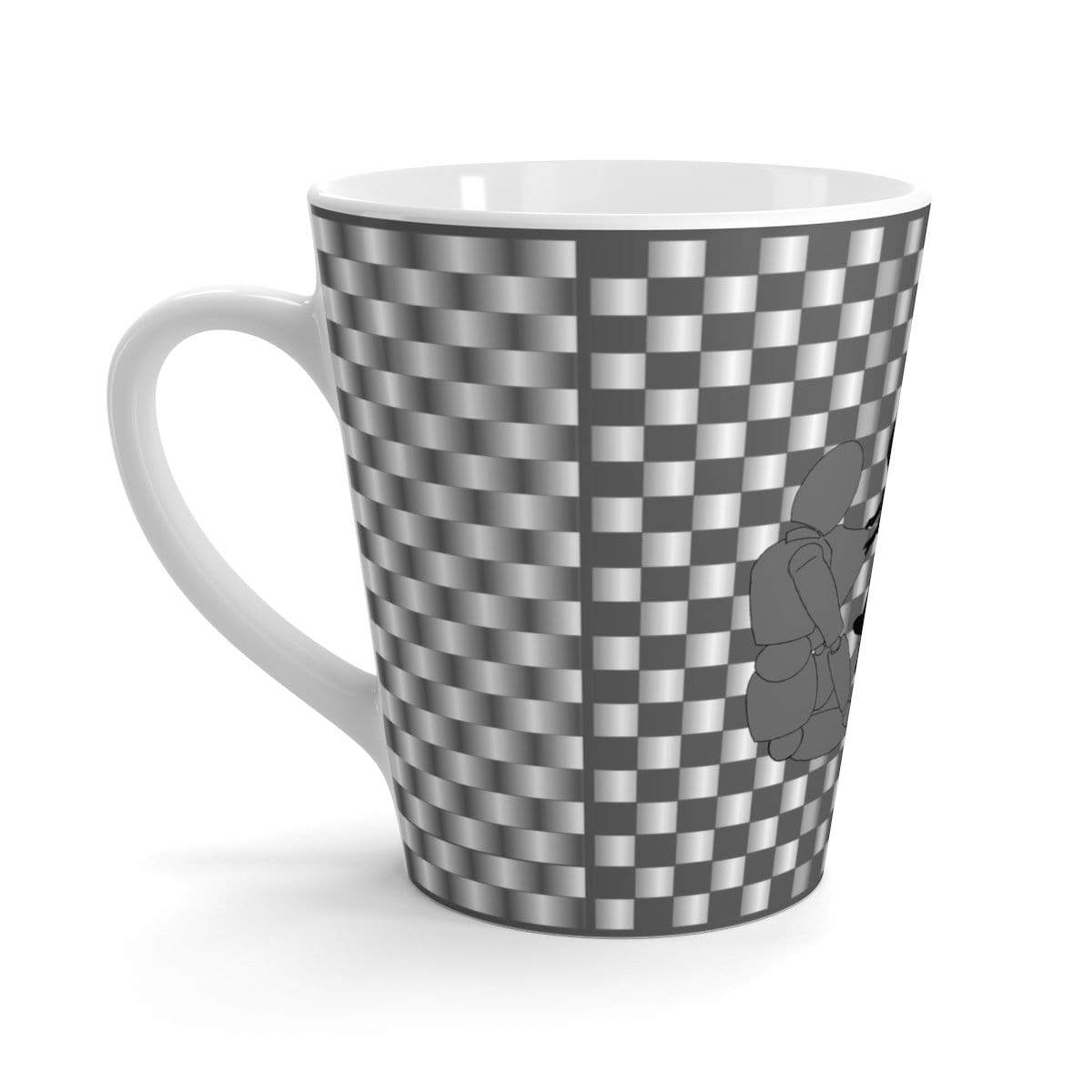 Coffee Aesthetic Coffee Co. Mug 12oz Coffee-Aesthetic.com - Big Grey/White Grid Latte mug