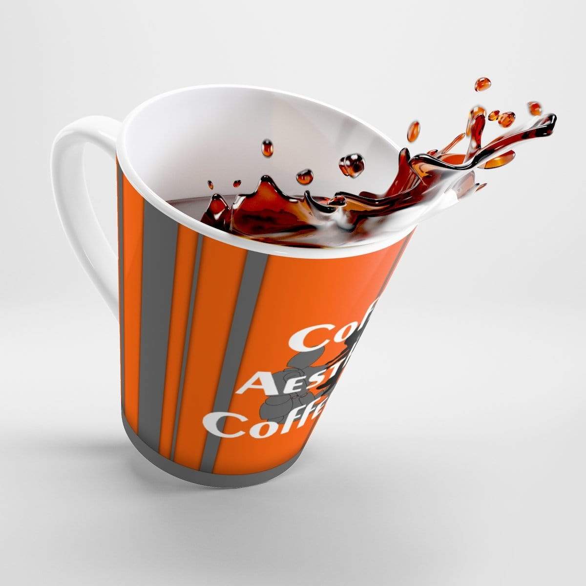 Coffee Aesthetic Coffee Co. Mug 12oz Coffee-Aesthetic.com Big Orange-Grey Latte mug