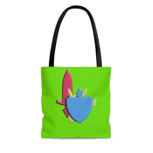 Plumskum Bags Small Gamer’s Sword and Shield AOP Tote Bag