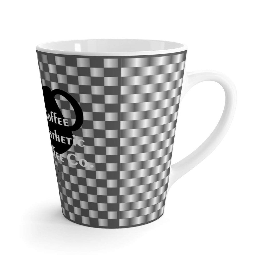 Plumskum Mug 12oz Coffee-Aesthetic.com - Big Grey/White Grid Latte mug