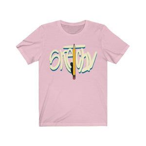 Plumskum T-Shirt Pink / XS Plumskum Sketchy Pencil Unisex Jersey Short Sleeve Tee - White Letter
