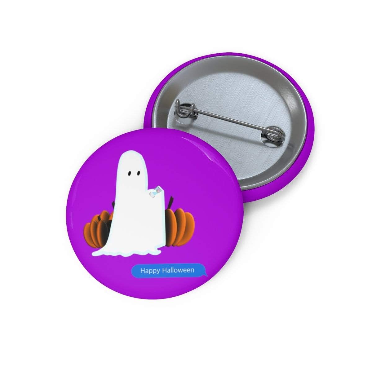 Printify Accessories 1" Funny Happy Halloween Text Message Pin Buttons