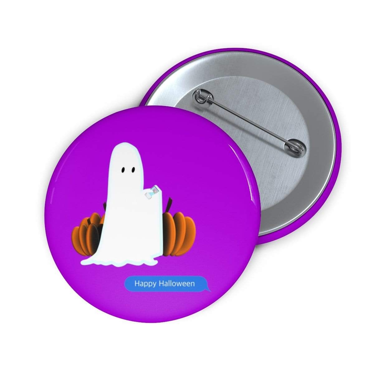 Printify Accessories Funny Happy Halloween Text Message Pin Buttons