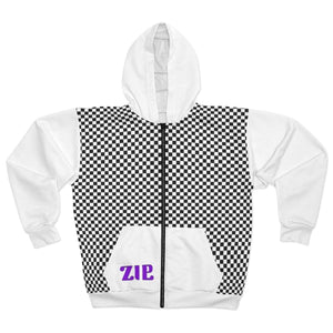 Plumskum Cut Sew AOP Zip Hoodie - Checker 101