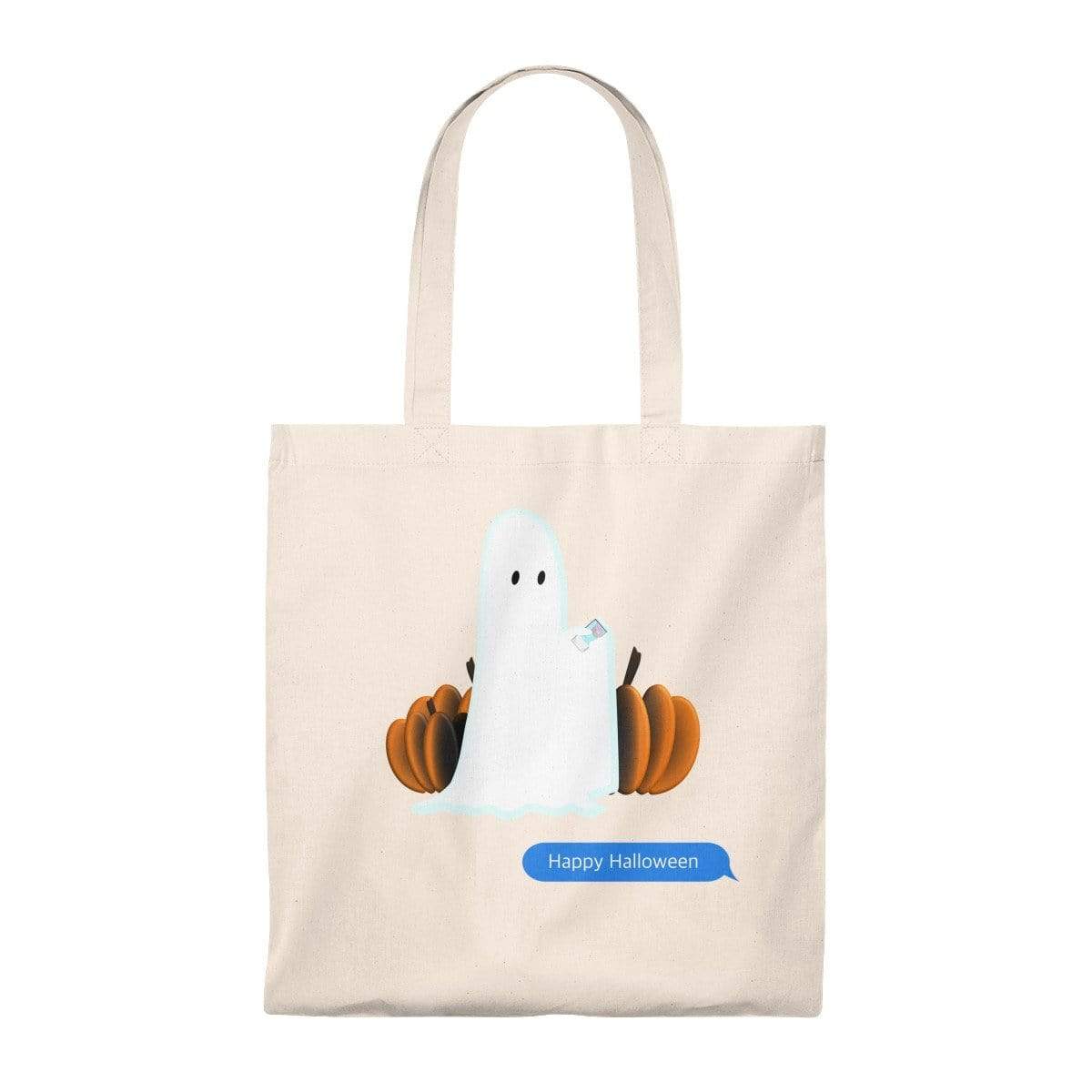 Printify Bags Natural/Natural / Small Funny Halloween Ghost on the Phone Vintage Tote Bag