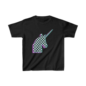 Printify Kids clothes Black / XS Glitch Aesthetic Unicorn Checker T-Shirt Kids
