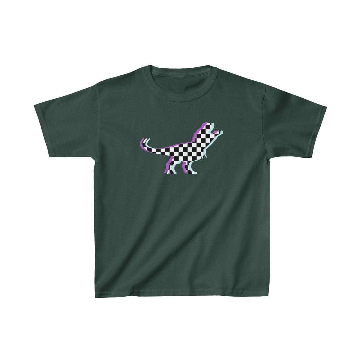 Printify Kids clothes Forest Green / XS Glitch Aesthetic TRex Checker T-Shirt Kids
