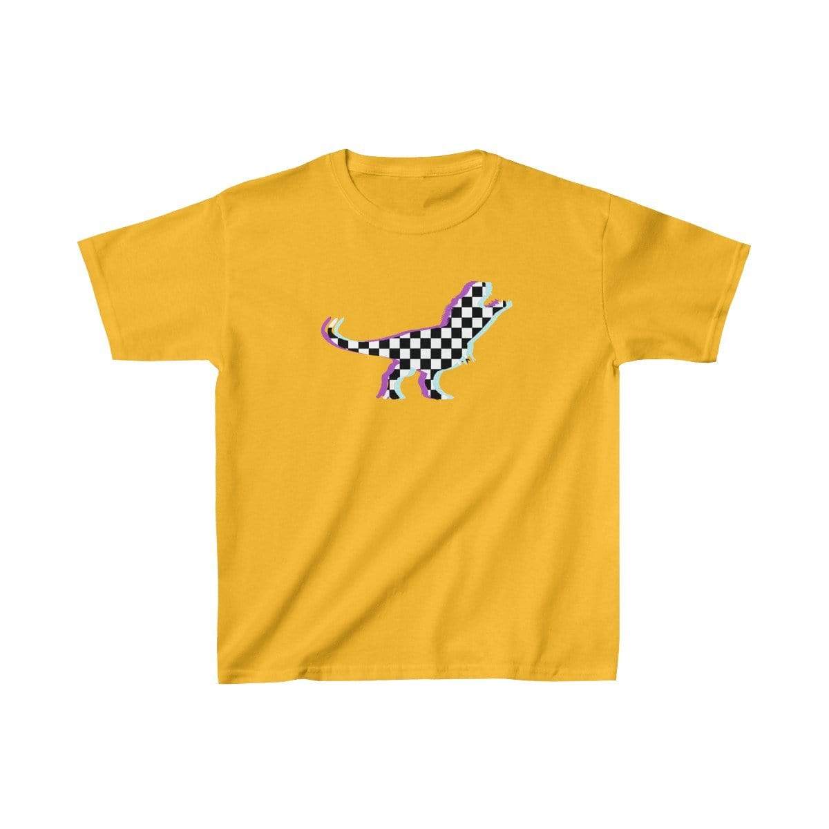Printify Kids clothes Gold / XS Glitch Aesthetic TRex Checker T-Shirt Kids
