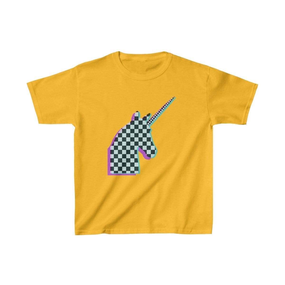 Printify Kids clothes Gold / XS Glitch Aesthetic Unicorn Checker T-Shirt Kids