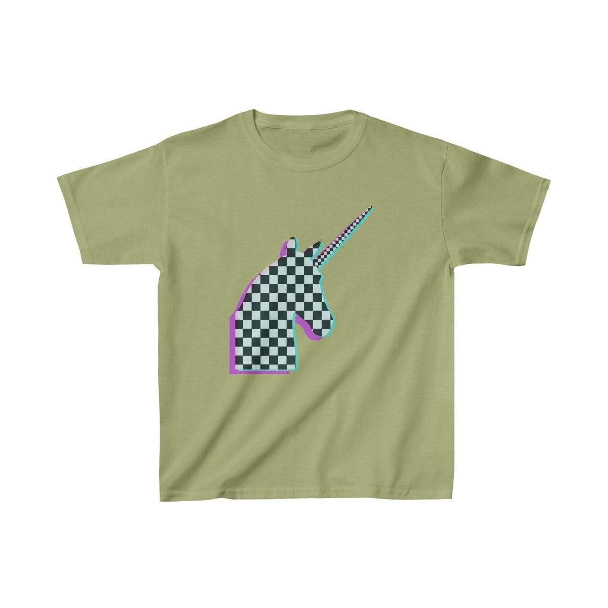 Printify Kids clothes Kiwi / XS Glitch Aesthetic Unicorn Checker T-Shirt Kids