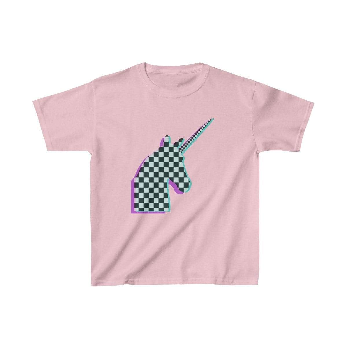 Printify Kids clothes Light Pink / XS Glitch Aesthetic Unicorn Checker T-Shirt Kids
