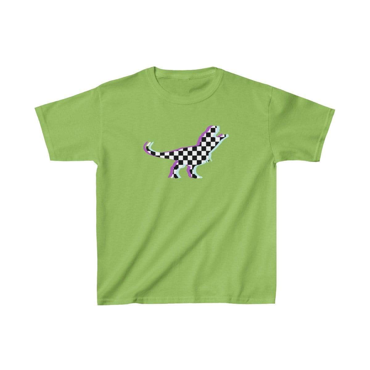 Printify Kids clothes Lime / XS Glitch Aesthetic TRex Checker T-Shirt Kids