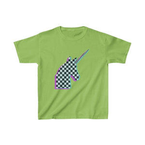 Printify Kids clothes Lime / XS Glitch Aesthetic Unicorn Checker T-Shirt Kids