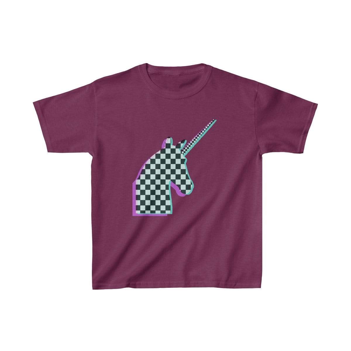 Printify Kids clothes Maroon / XS Glitch Aesthetic Unicorn Checker T-Shirt Kids