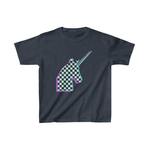 Printify Kids clothes Navy / XS Glitch Aesthetic Unicorn Checker T-Shirt Kids