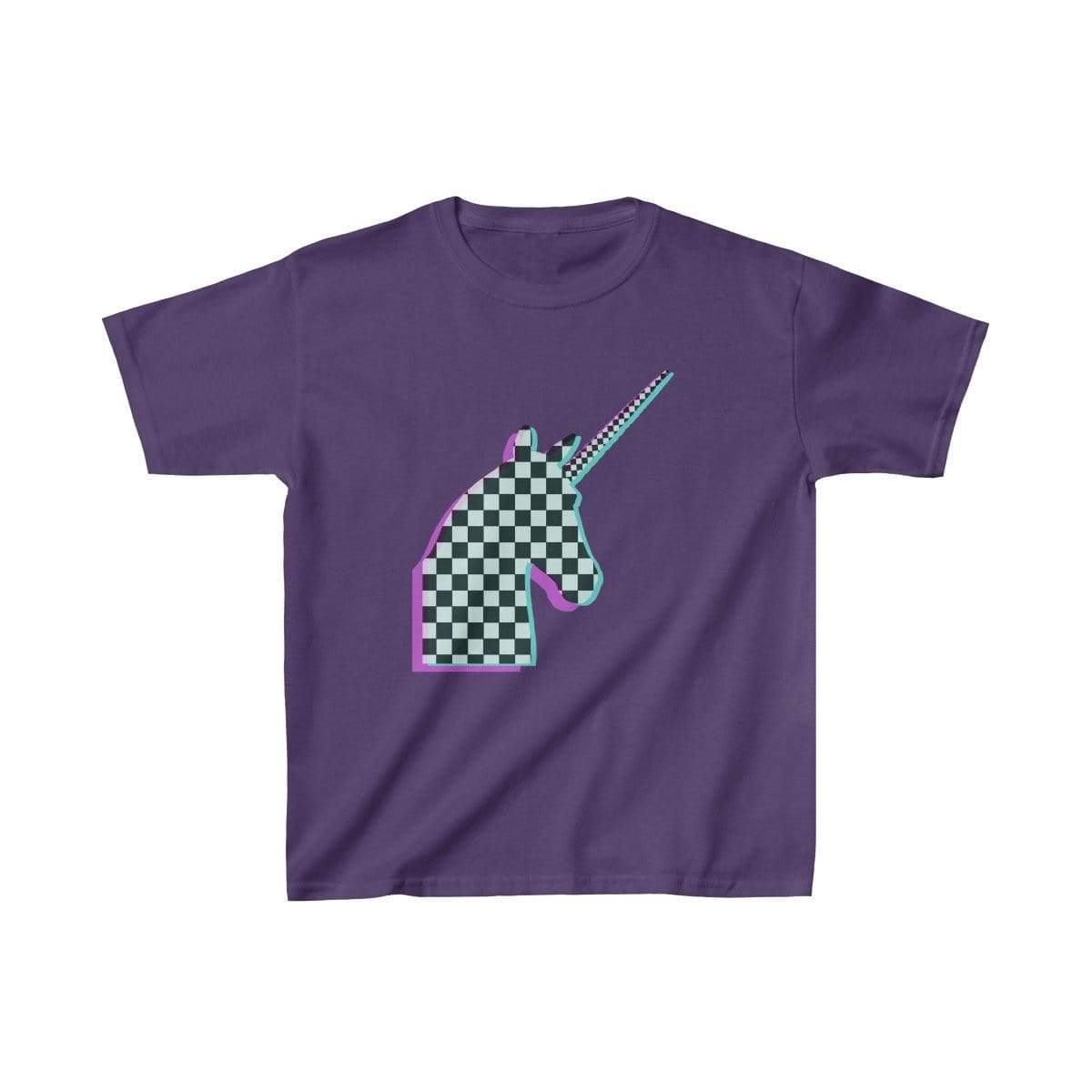 Printify Kids clothes Purple / XS Glitch Aesthetic Unicorn Checker T-Shirt Kids