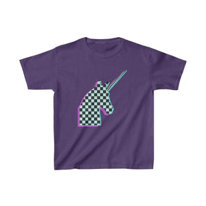 Printify Kids clothes Purple / XS Glitch Aesthetic Unicorn Checker T-Shirt Kids