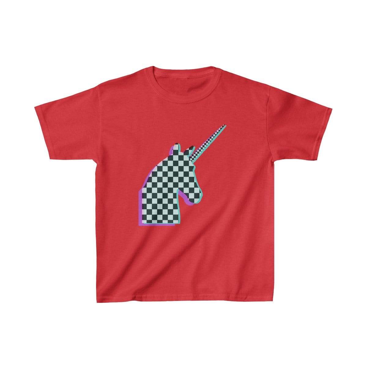 Printify Kids clothes Red / XS Glitch Aesthetic Unicorn Checker T-Shirt Kids