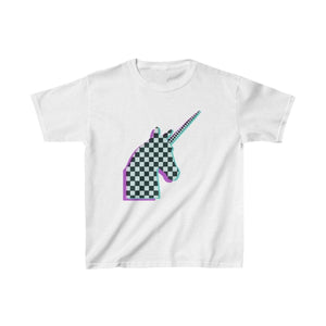 Printify Kids clothes White / L Glitch Aesthetic Unicorn Checker T-Shirt Kids