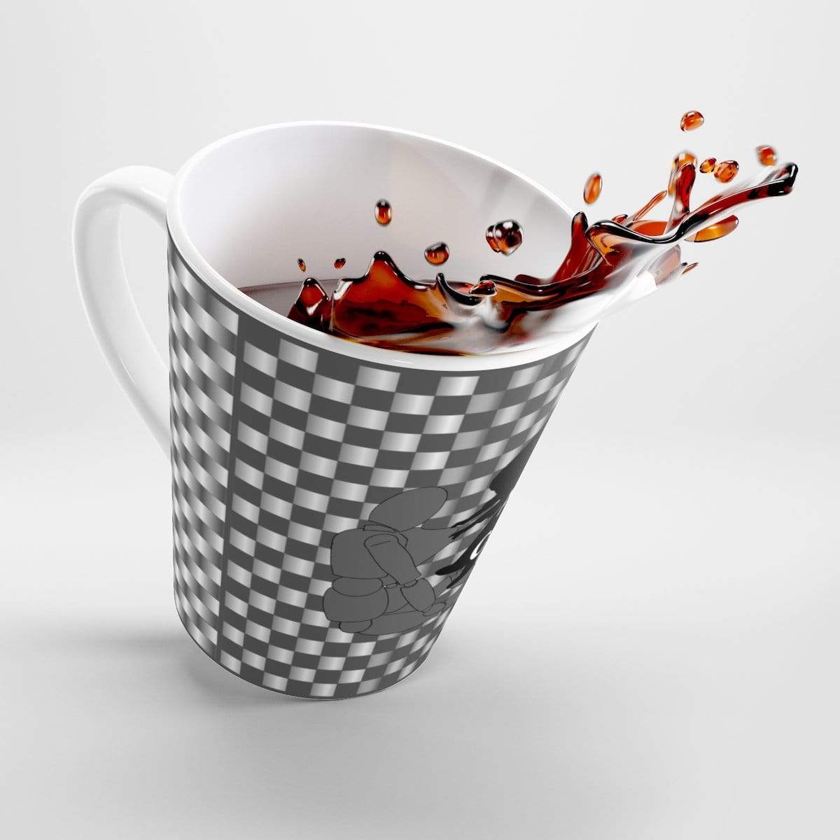 Printify Mug 12oz Coffee-Aesthetic.com - Big Grey/White Grid Latte mug