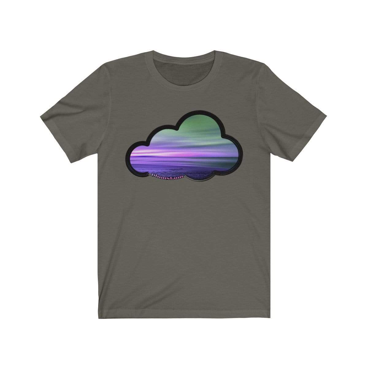 Printify T-Shirt Army / L Beaches Art Clouds Tee