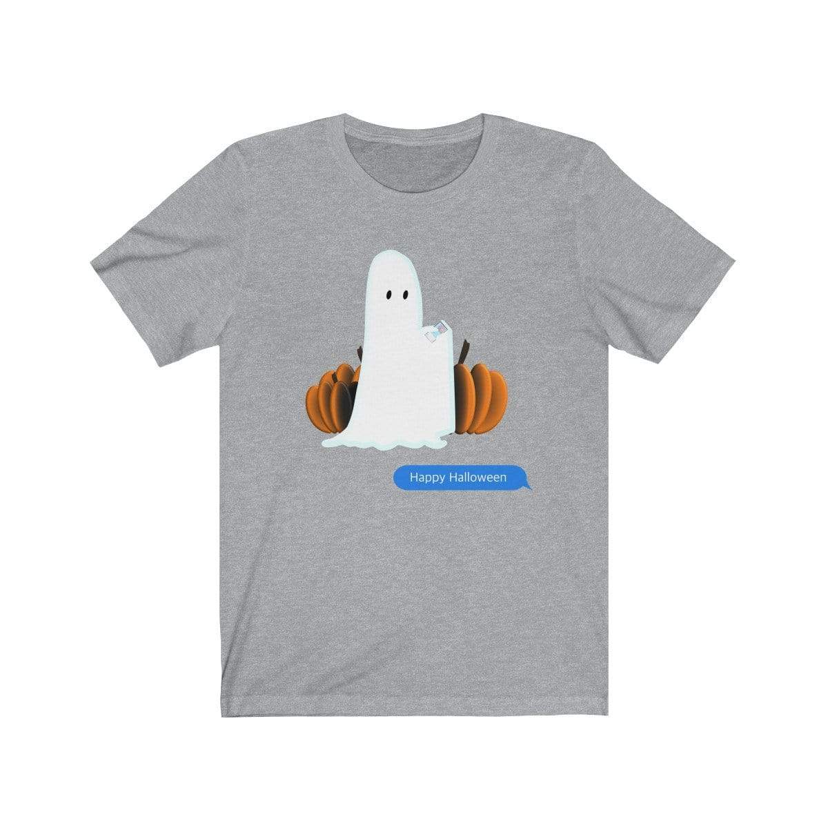 Printify T-Shirt Athletic Heather / S Funny Halloween Ghost on The Phone T-Shirt