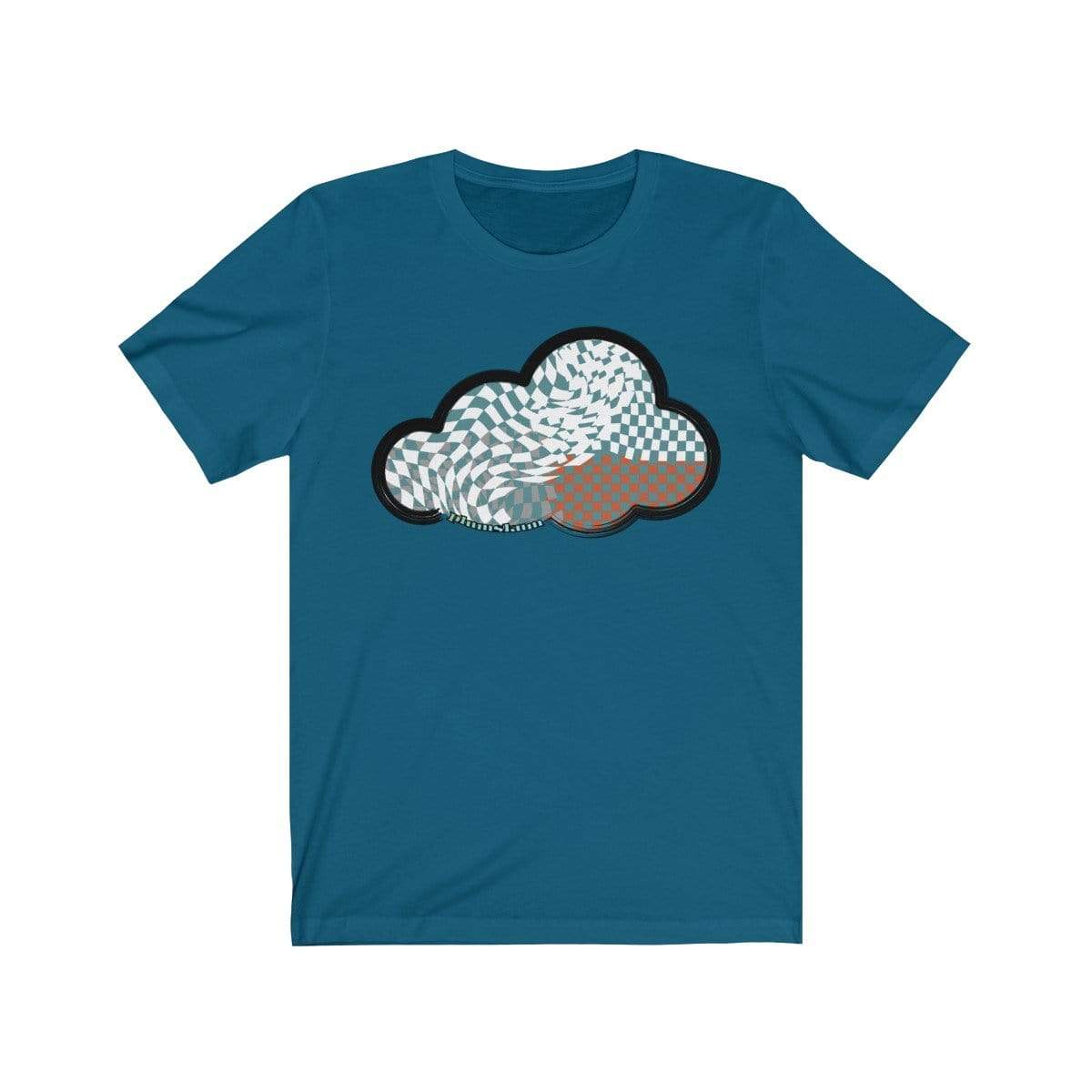 Printify T-Shirt Deep Teal / M Checker Art Clouds T-Shirt
