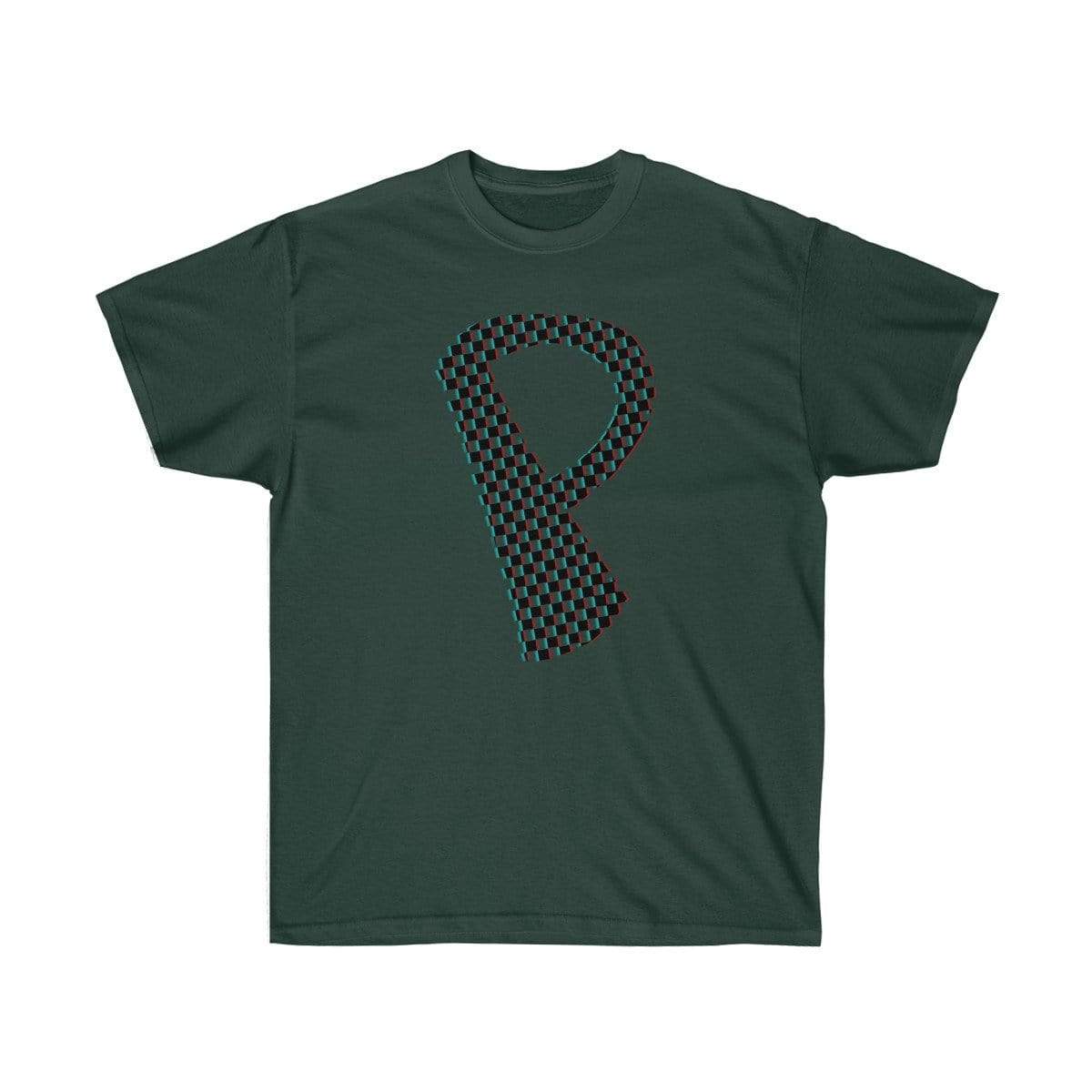 Printify T-Shirt Forest Green / S Dark Checkered, Glitchy, Capital P T-Shirt