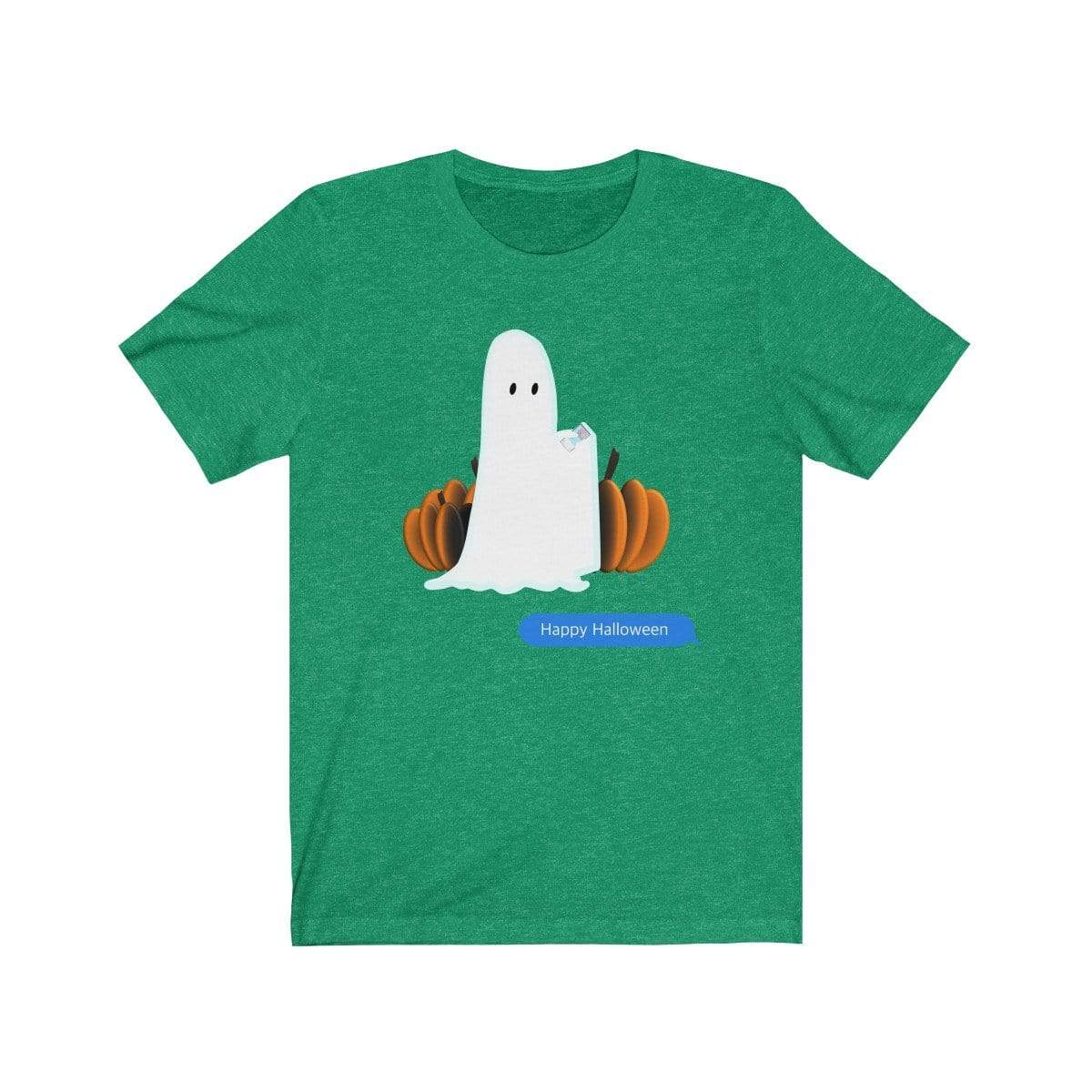 Printify T-Shirt Heather Kelly / S Funny Halloween Ghost on The Phone T-Shirt