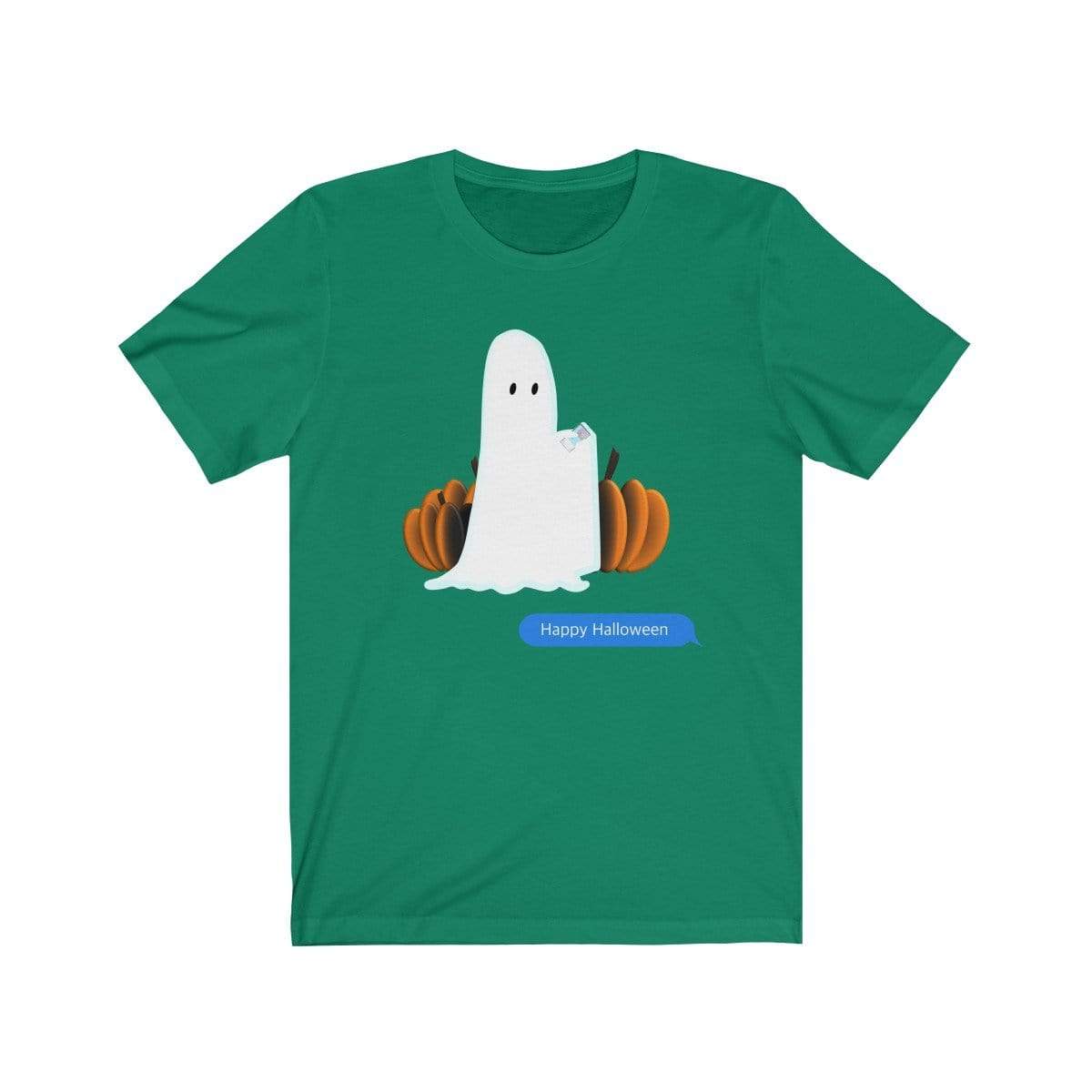 Printify T-Shirt Kelly / S Funny Halloween Ghost on The Phone T-Shirt