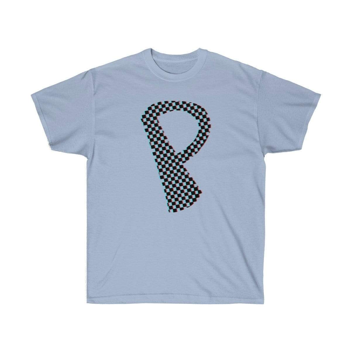 Printify T-Shirt Light Blue / S Dark Checkered, Glitchy, Capital P T-Shirt