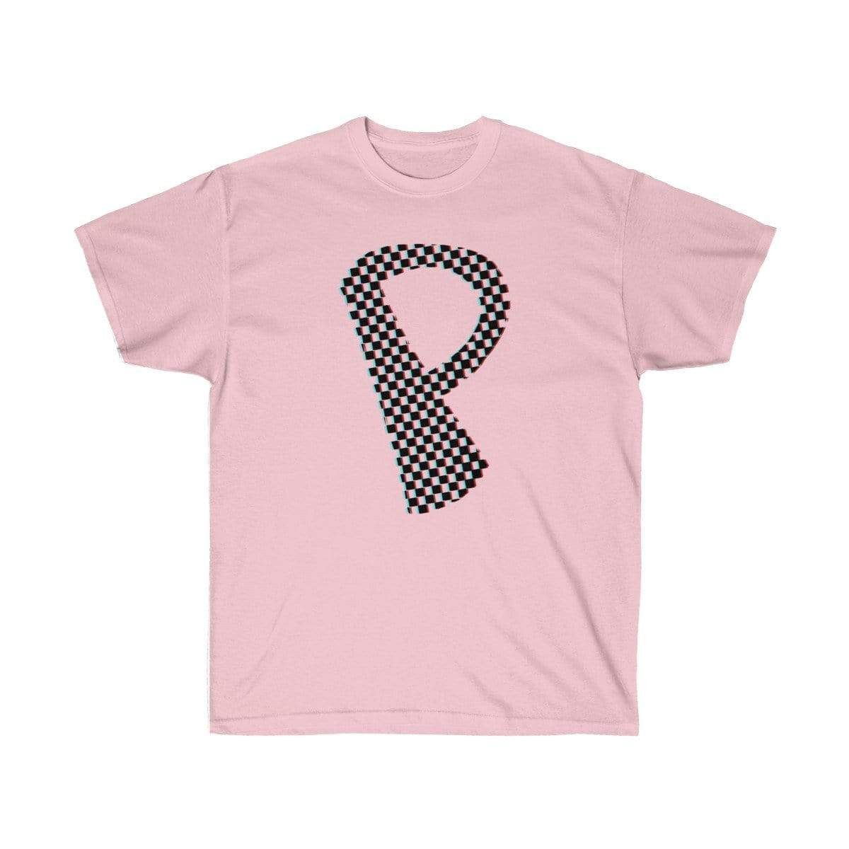 Printify T-Shirt Light Pink / S Dark Checkered, Glitchy, Capital P T-Shirt