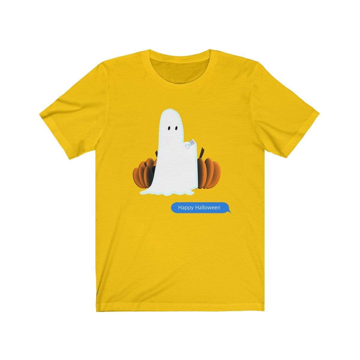 Printify T-Shirt Maize Yellow / S Funny Halloween Ghost on The Phone T-Shirt