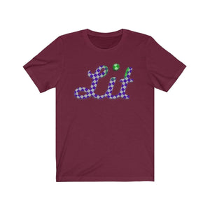 Printify T-Shirt Maroon / S Checkered Lit T-shirt