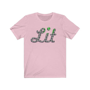 Printify T-Shirt Pink / S Grey Checkered Lit T-shirt
