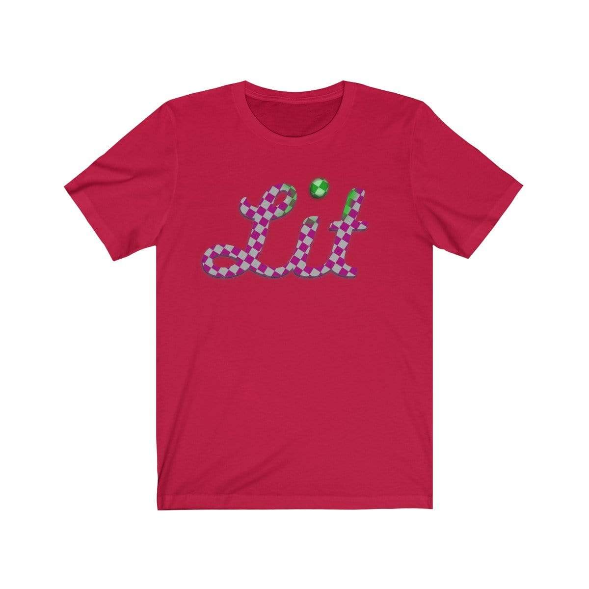 Printify T-Shirt Red / S Pink Checkered Lit T-shirt