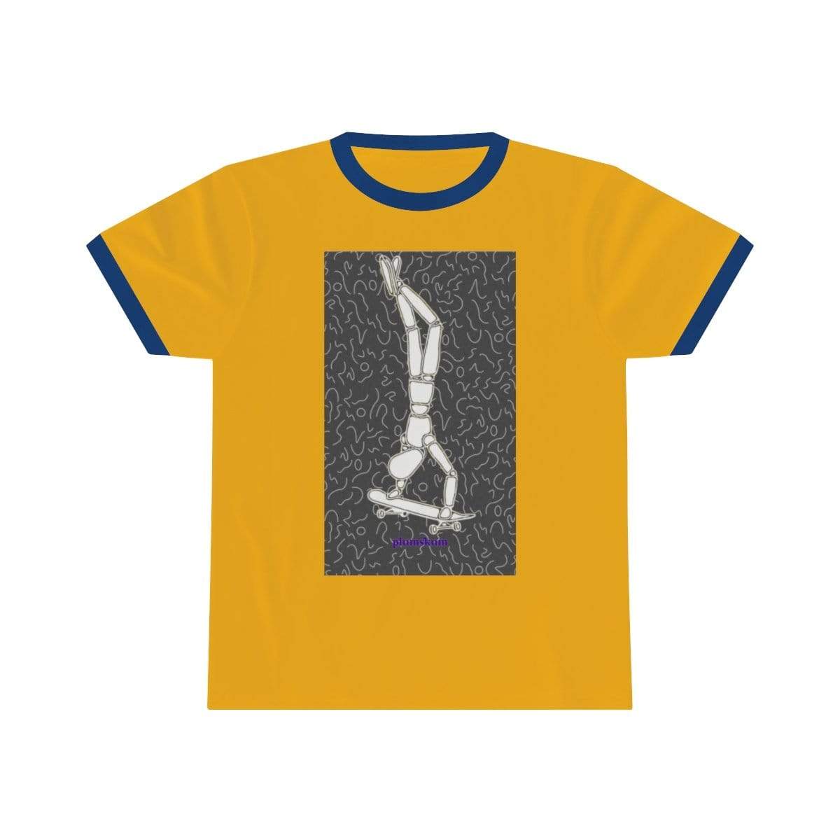 Printify T-Shirt S / Gold / Royal Plumskum Skater Unisex Ringer Tee