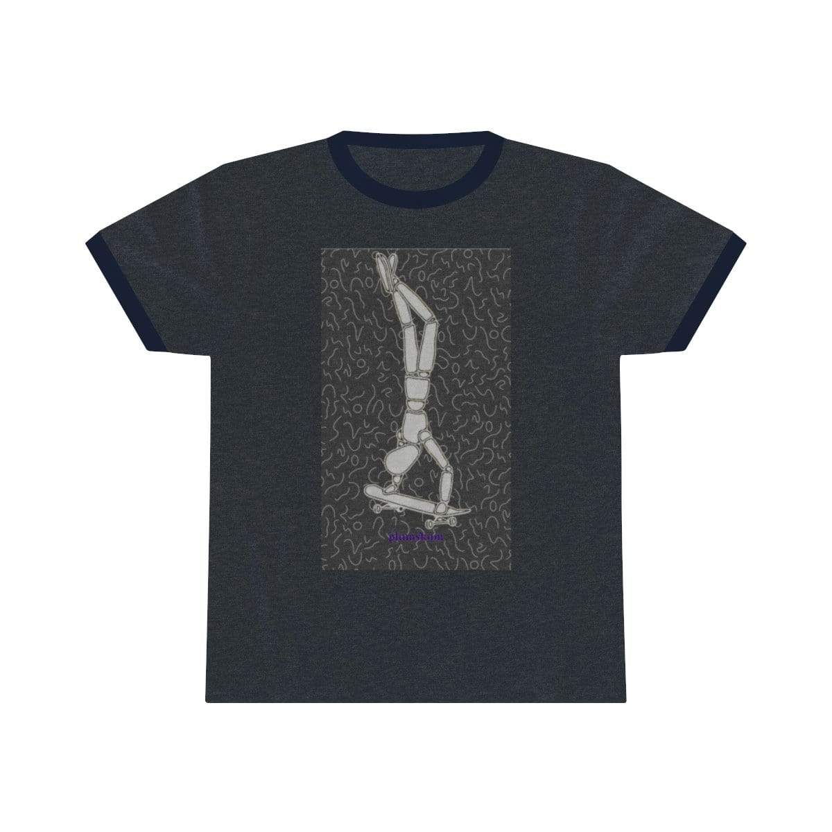 Printify T-Shirt S / Heather Navy / Navy Plumskum Skater Unisex Ringer Tee
