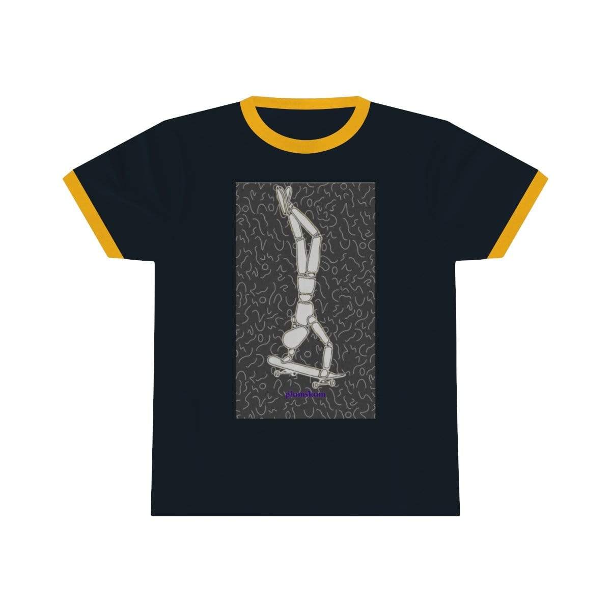 Printify T-Shirt S / Navy / Gold Plumskum Skater Unisex Ringer Tee