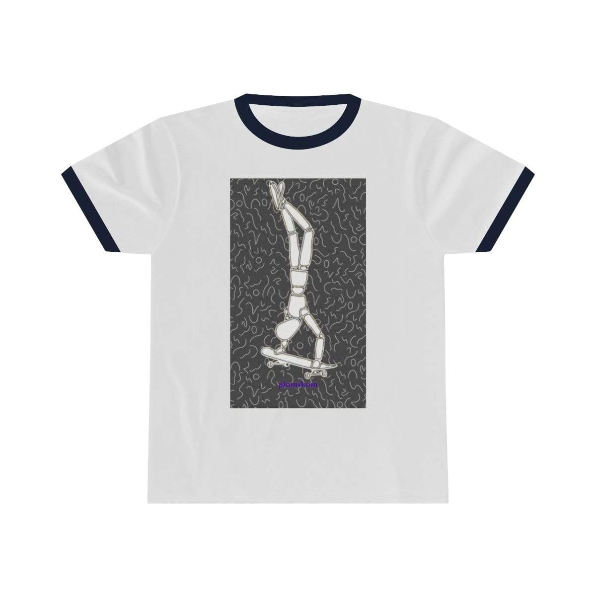 Printify T-Shirt S / White / Navy Plumskum Skater Unisex Ringer Tee
