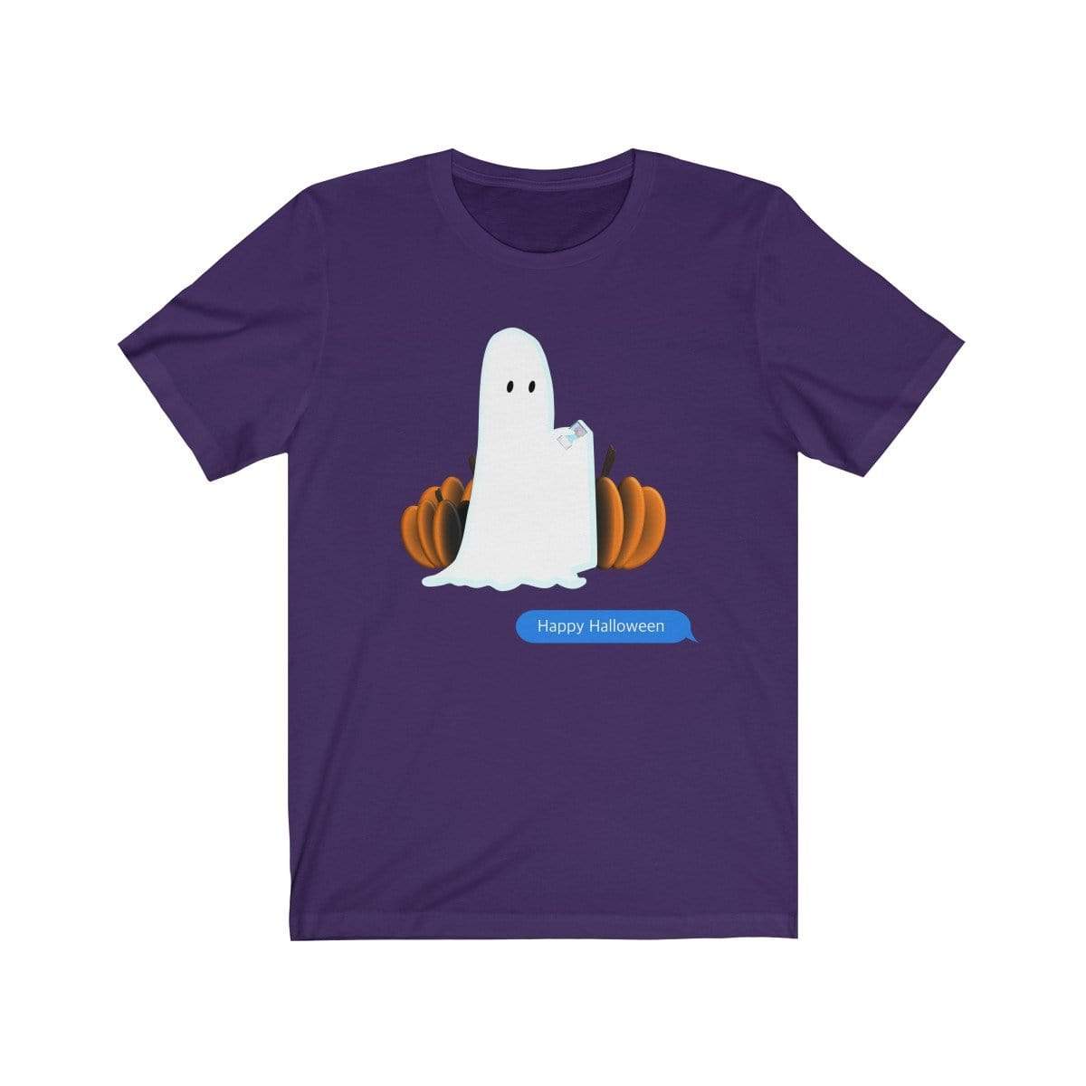 Printify T-Shirt Team Purple / L Funny Halloween Ghost on The Phone T-Shirt