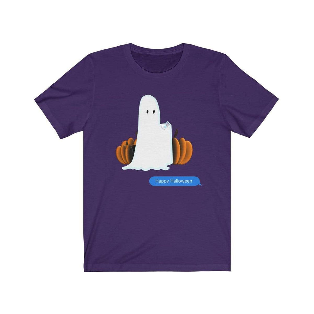 Printify T-Shirt Team Purple / L Funny Halloween Ghost on The Phone T-Shirt