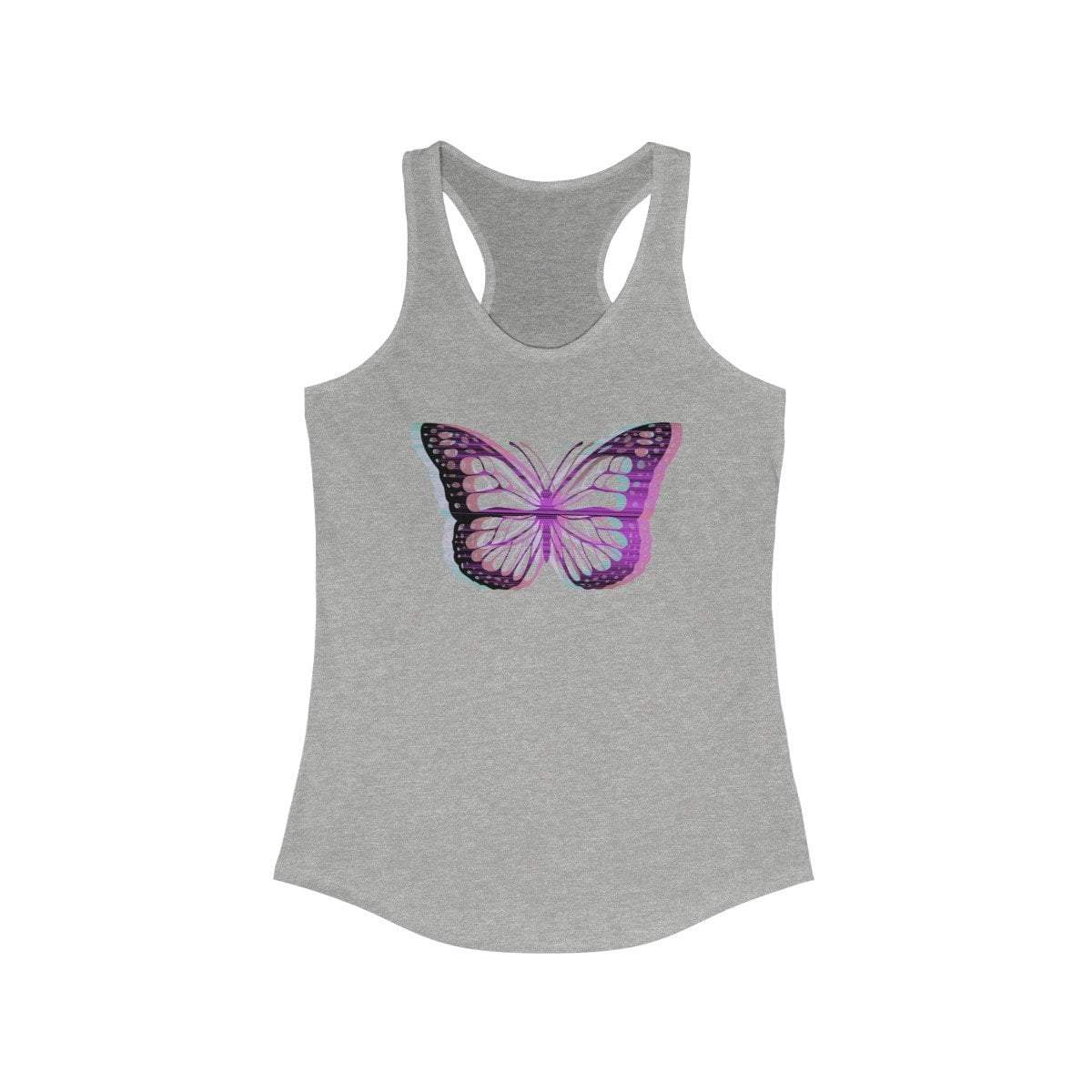 Printify Tank Top Heather Grey / XS UV Glitchy Butterfly Racerback Tank Top - Transparent
