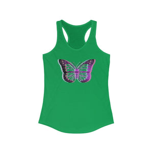 Printify Tank Top Solid Kelly Green / XS UV Glitchy Butterfly Racerback Tank Top - Transparent
