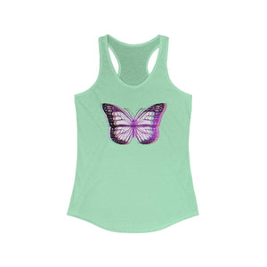 Printify Tank Top Solid Mint / XS UV Glitchy Butterfly Racerback Tank Top - White
