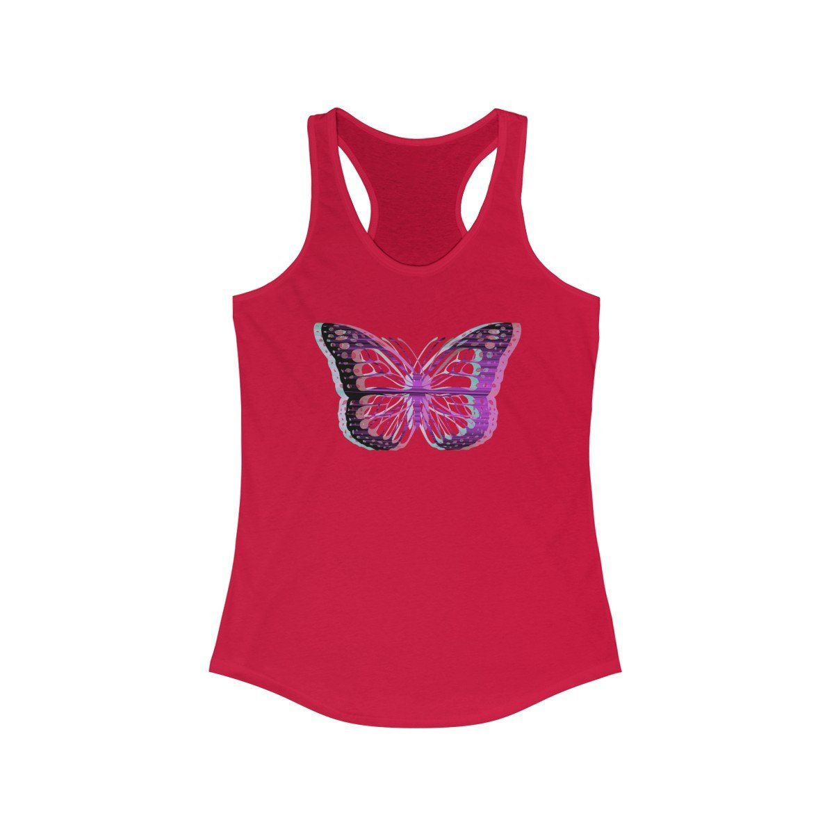 Printify Tank Top Solid Red / XS UV Glitchy Butterfly Racerback Tank Top - Transparent