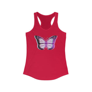 Printify Tank Top Solid Red / XS UV Glitchy Butterfly Racerback Tank Top - White