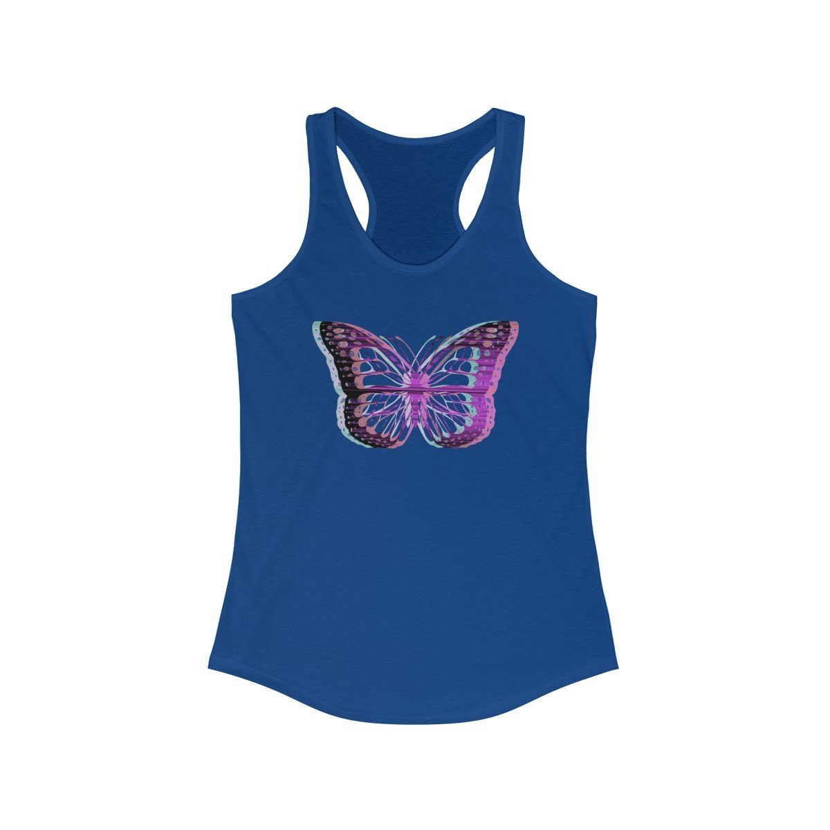 Printify Tank Top Solid Royal / XS UV Glitchy Butterfly Racerback Tank Top - Transparent